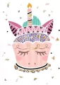 Karnet B8 mini Unicorn tort - tantis.pl