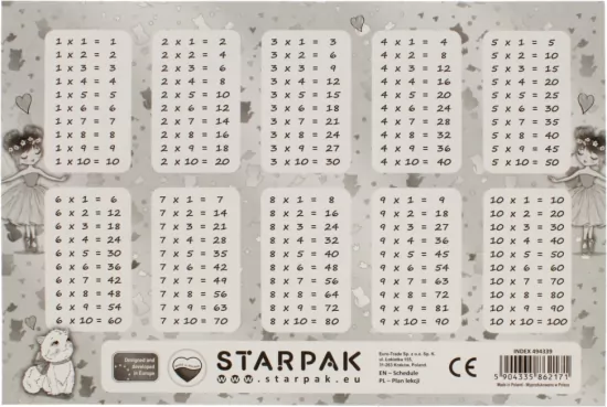 Plan lekcji z tabliczką mnożenia