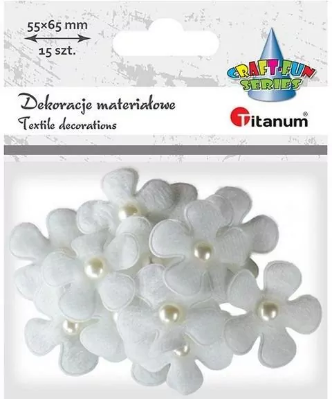 Ozdoba materiałowa. Kwiaty 3D z perełką - tantis.pl