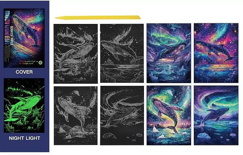 Wydrapywanka kolorowa fluorescencyjna delfiny - tantis.pl
