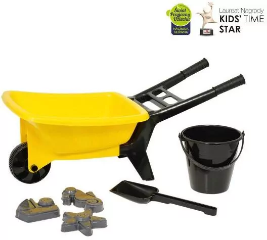 Taczka z akcesoriami do piasku 56cm żółta - tantis.pl