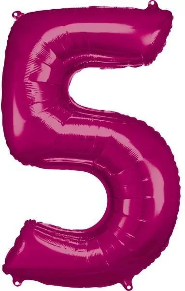 Balon foliowy cyfra 5 różowa 57x86cm - tantis.pl