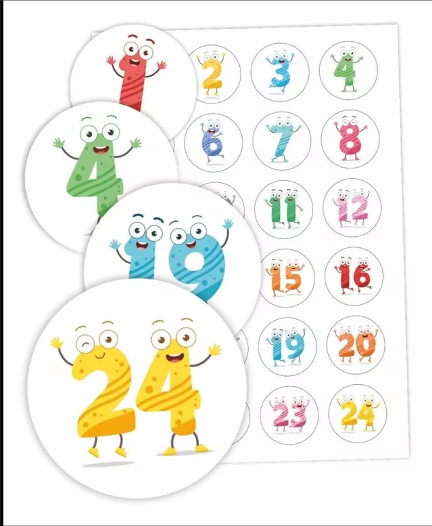 Naklejki do szafki - Cyfry 01 24 szt. - tantis.pl