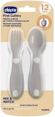 Pierwsze sztućce plastikowe szare 12m+