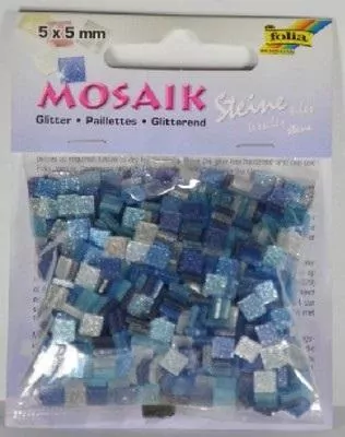 Mozaika kamyczki brokatowe 5x5mm niebieski - tantis.pl