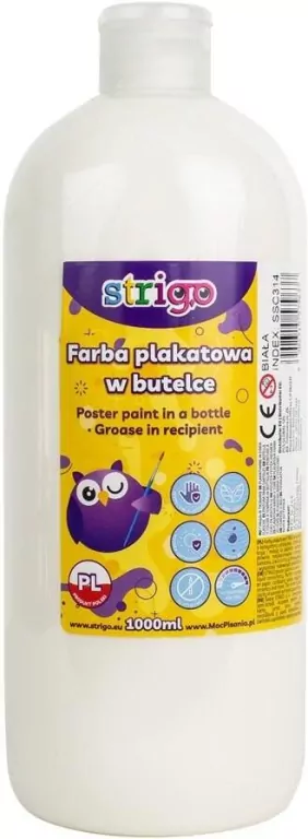Farba plakatowa w butelce 1000ml. Biała - tantis.pl