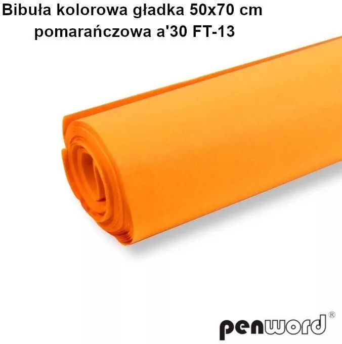 Bibuła kolorowa gładka pomarańczowa 50x70cm 30ark - tantis.pl