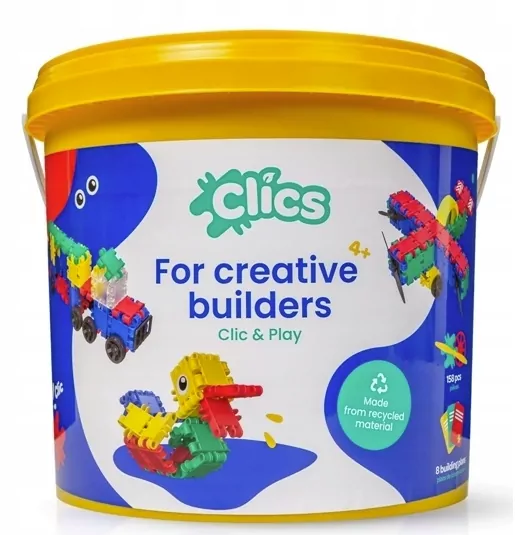 Clics Toys. Klocki wiaderko 8W1 - tantis.pl