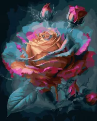 Malowanie po numerach czarne płótno - Róża z bajki