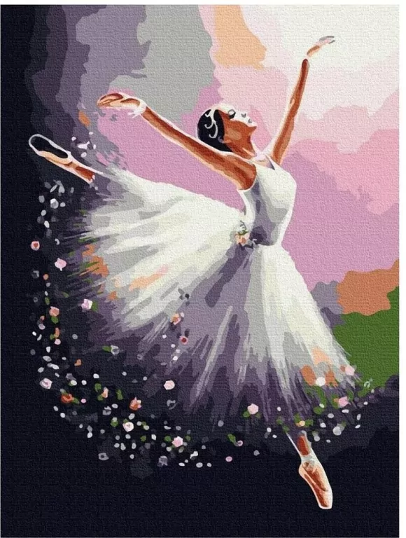 Malowanie po numerach - Balerina w białym 40 x 50 cm - tantis.pl