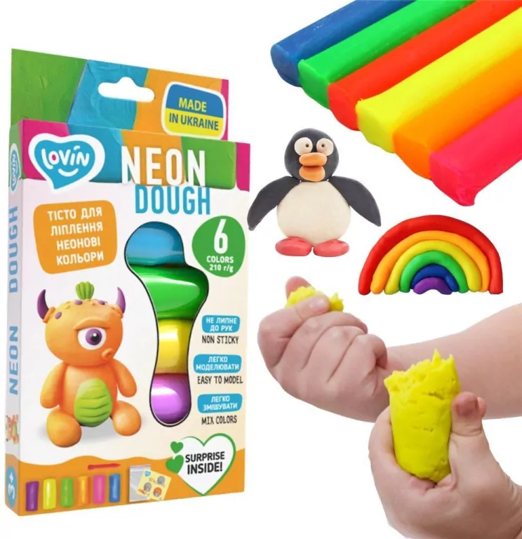 Neon. Masa plastyczna. Ciastolina 6 kolorów - tantis.pl