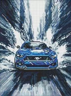 Diamentowa mozaika - Niebieski mustang 30x40cm - tantis.pl