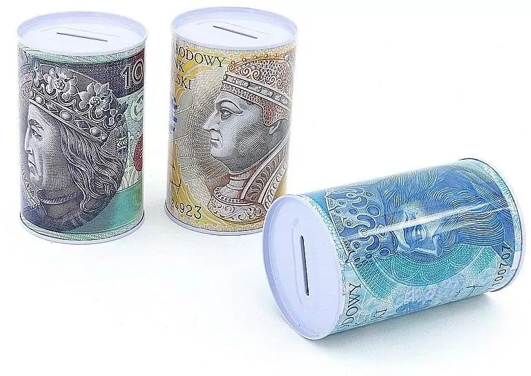 Skarbonka metalowa puszka. Waluta PLN, mix - tantis.pl