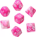 Komplet kości REBEL RPG - Dwukolorowe - Różowo-białe (białe cyfry) - tantis.pl