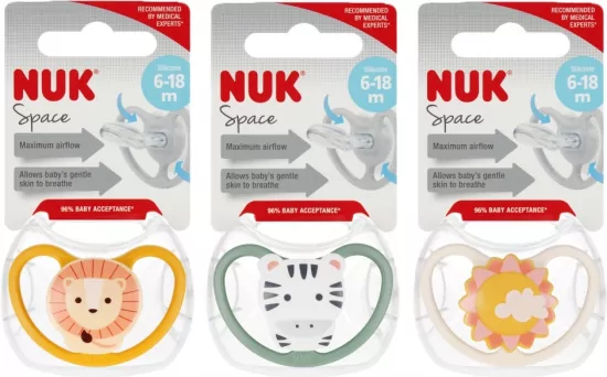 NUK. Space. Smoczek 6-18 miesięcy. Mix