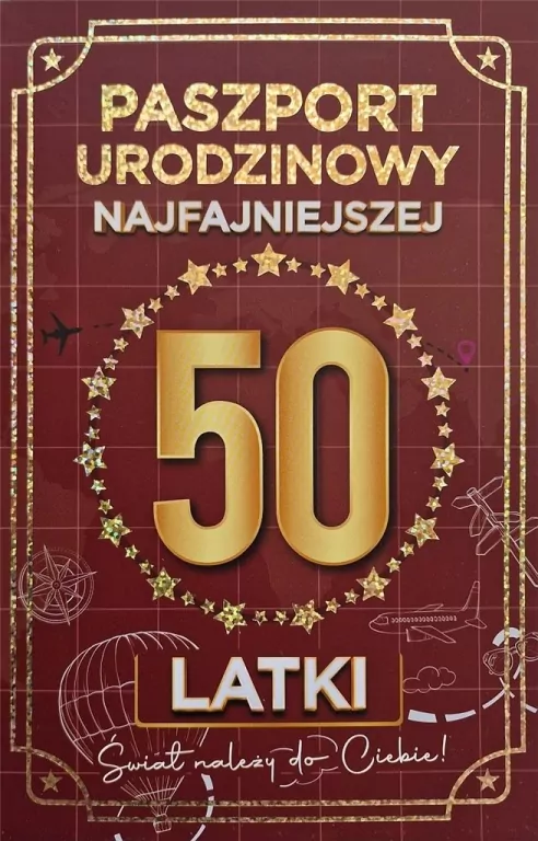 Karnet Urodziny 50 Nowy paszport damskie - tantis.pl