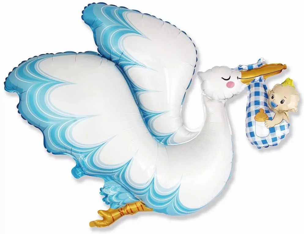 Balon foliowy FX Bocian Baby Boy, pakowany 60cm - tantis.pl