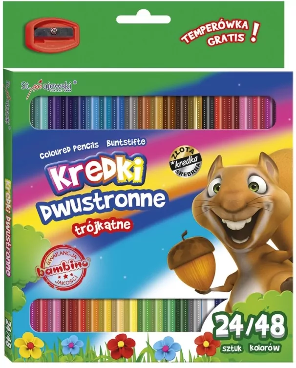 Kredki trójkątne dwustronne 24/48 kolory - tantis.pl