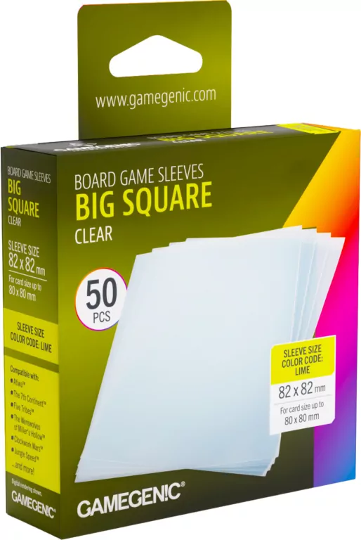 Gamegenic: Board Game Sleeves - Big Square (82x82 mm) - Clear - 50 sztuk - tantis.pl