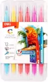 Flamastry dwustronne Color Emotio 12 kolorów DELI - tantis.pl