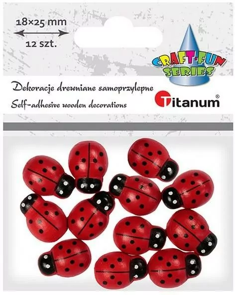 Drewniane biedronki samoprzylepne 3D. 18x25mm. 12 szt - tantis.pl