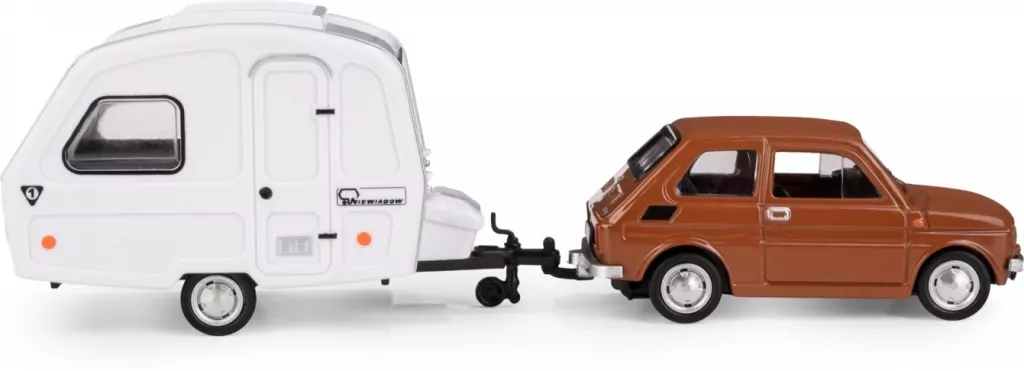 Fiat 126p + przyczepa Niewiadów Kemping brązowy - tantis.pl