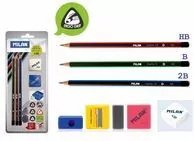 Ołówki trójkątne HB,B,2B + gumka i temperówka - tantis.pl