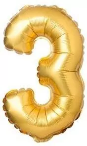 Balon foliowy. Cyfra 3. Matowy złoty 69cm - tantis.pl