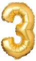 Balon foliowy. Cyfra 3. Matowy złoty 69cm - tantis.pl