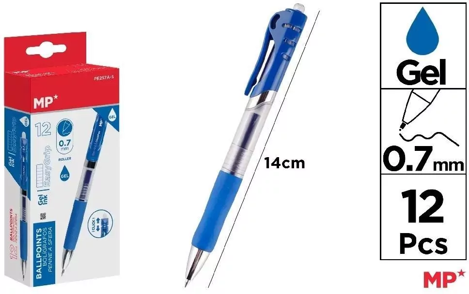 Długopis żelowy 0,7mm niebieski (12szt) - tantis.pl