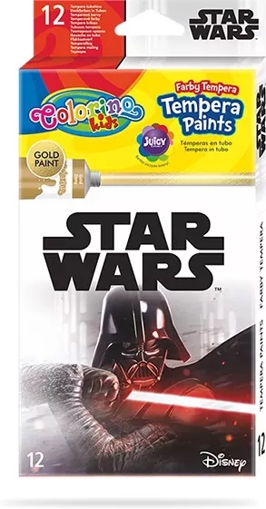 Farby Colorino Kids tempera w tubach 12 kolorów 12 ml Star Wars - tantis.pl