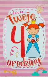 Karnet Urodziny 4 dziewczynka