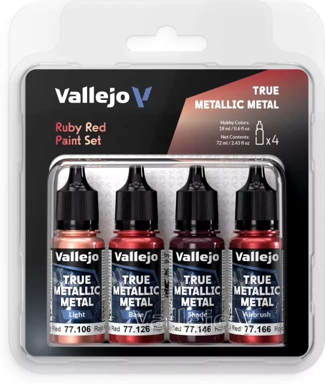Vallejo: 77.254 - True Metallic Metal - Ruby Red Paint Set - tantis.pl