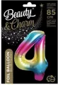 Balon foliowy B&C cyfra 4 tęczowa, 85cm - tantis.pl