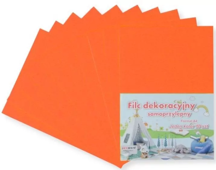 Filc dekoracyjny samoprzylepny A4. Pomarańczowy - tantis.pl