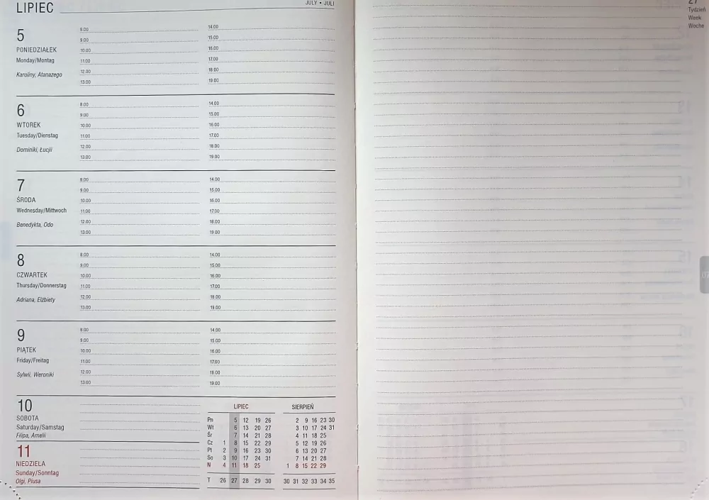 KALENDARZ KSIAZ B5 OPR TW TYDZIEN URAN CZE OPS - tantis.pl