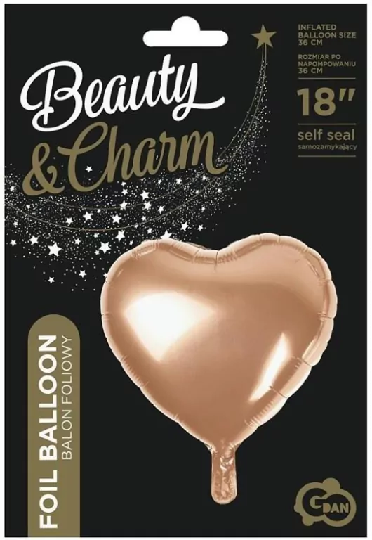 Balon foliowy Serce różowo-złoty 45cm - tantis.pl