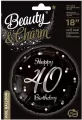 Balon foliowy, Happy 40 Birthday, czarny 45 cm - tantis.pl