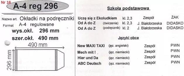 Okładka na podr regulowana nr 16  NARNIA - tantis.pl