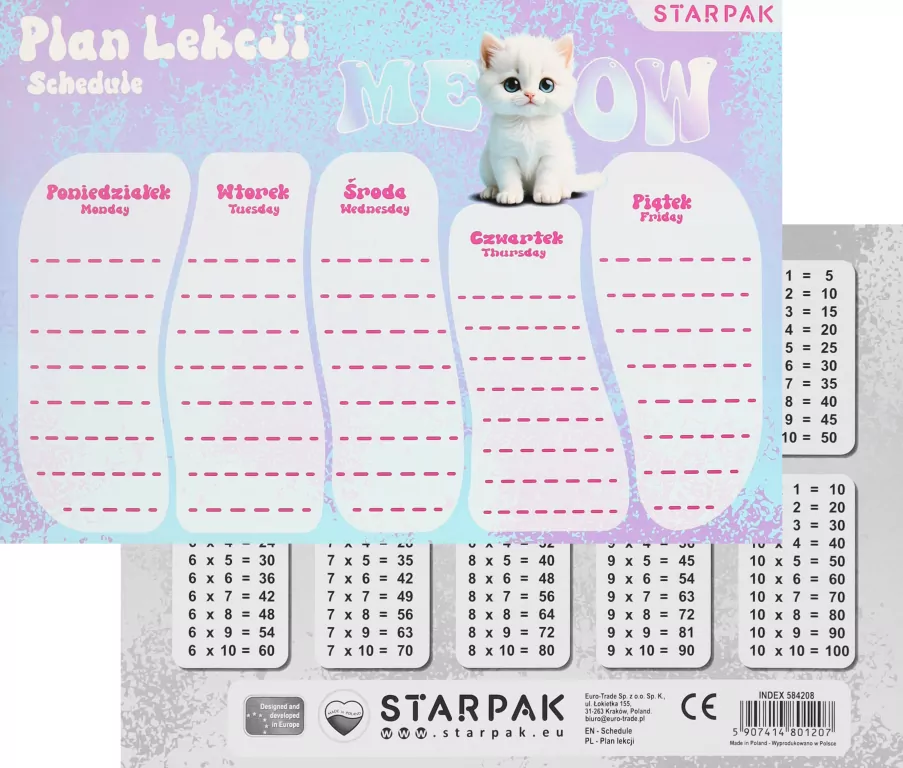 Plan lekcji A5 z naklejkami na zeszyt Cuties - tantis.pl