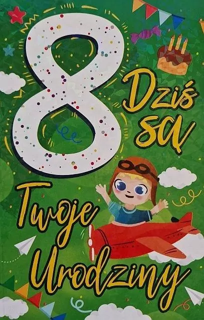 Karnet. Urodziny 8 chłopiec - tantis.pl