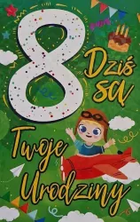 Karnet. Urodziny 8 chłopiec