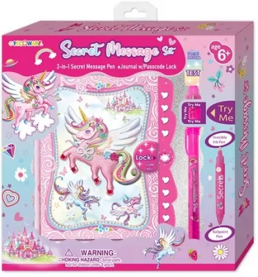 Pamiętnik na szyfr z długopisem UV Jednorożec