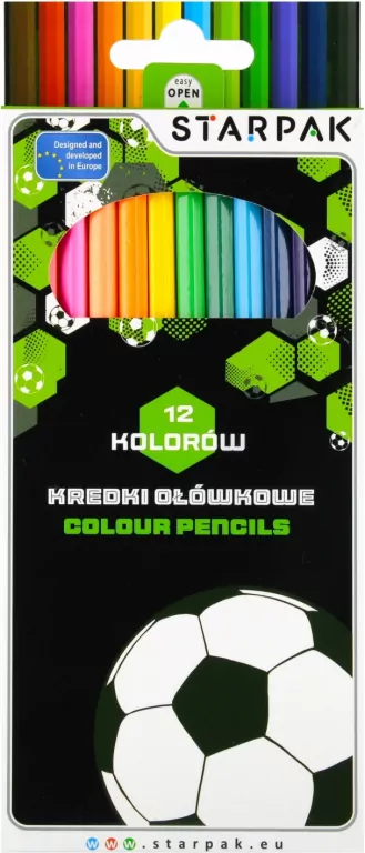 Kredki ołówkowe 12 kolorów Football - tantis.pl
