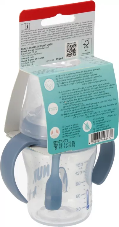 NUK. Butelka do nauki picia ze słomką. 150 ml. Pingwin - tantis.pl