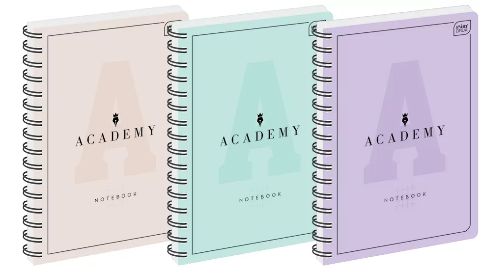 Kołozeszyt Academy Pastel. A5/100K kratka. 5 sztuk - tantis.pl