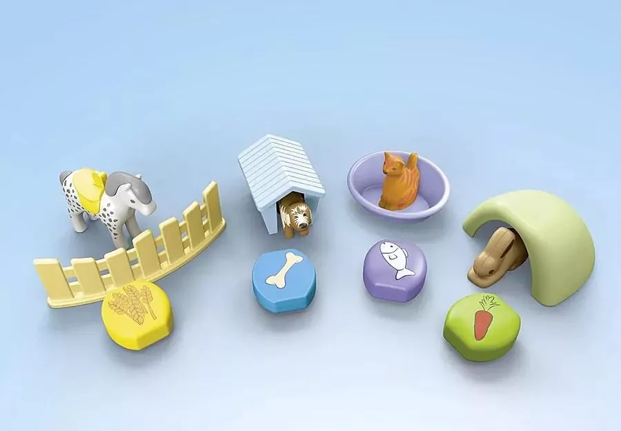 Hotel dla zwierząt z dozownikiem pokarmu. Zestaw z figurkami Junior 71690 - tantis.pl