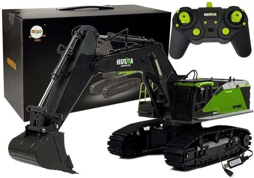 Koparka zdalnie sterowana 1:14. Zielona - tantis.pl