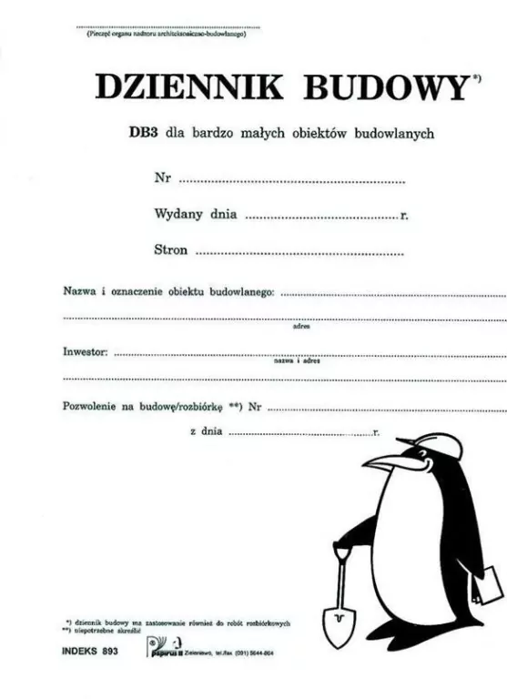 Dziennik Budowy A4 DB3 PIR 893 - tantis.pl
