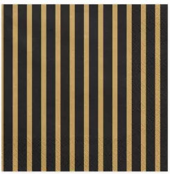 Serwetki Paski złote 33x33 cm